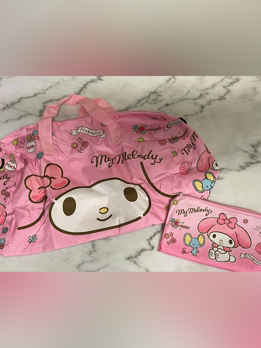 My Melody Hello Kitty Pink Foldable Tote Bag NWOT